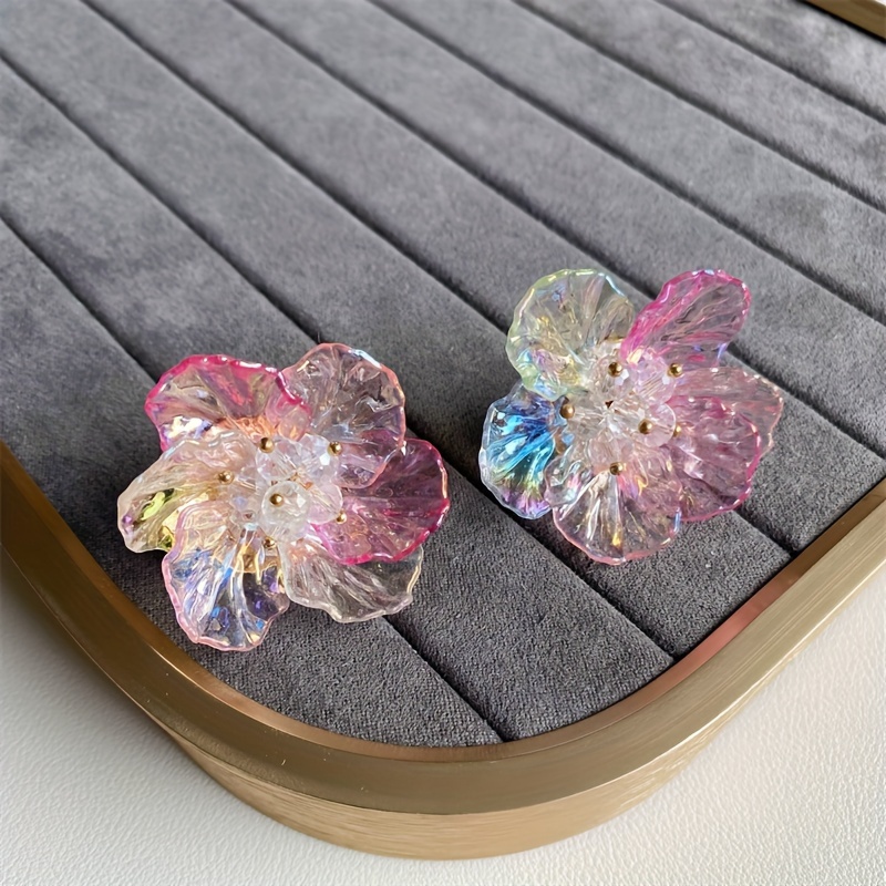 Boho Acrylic Flower Earrings Orange Yellow Pink Alloy Posts